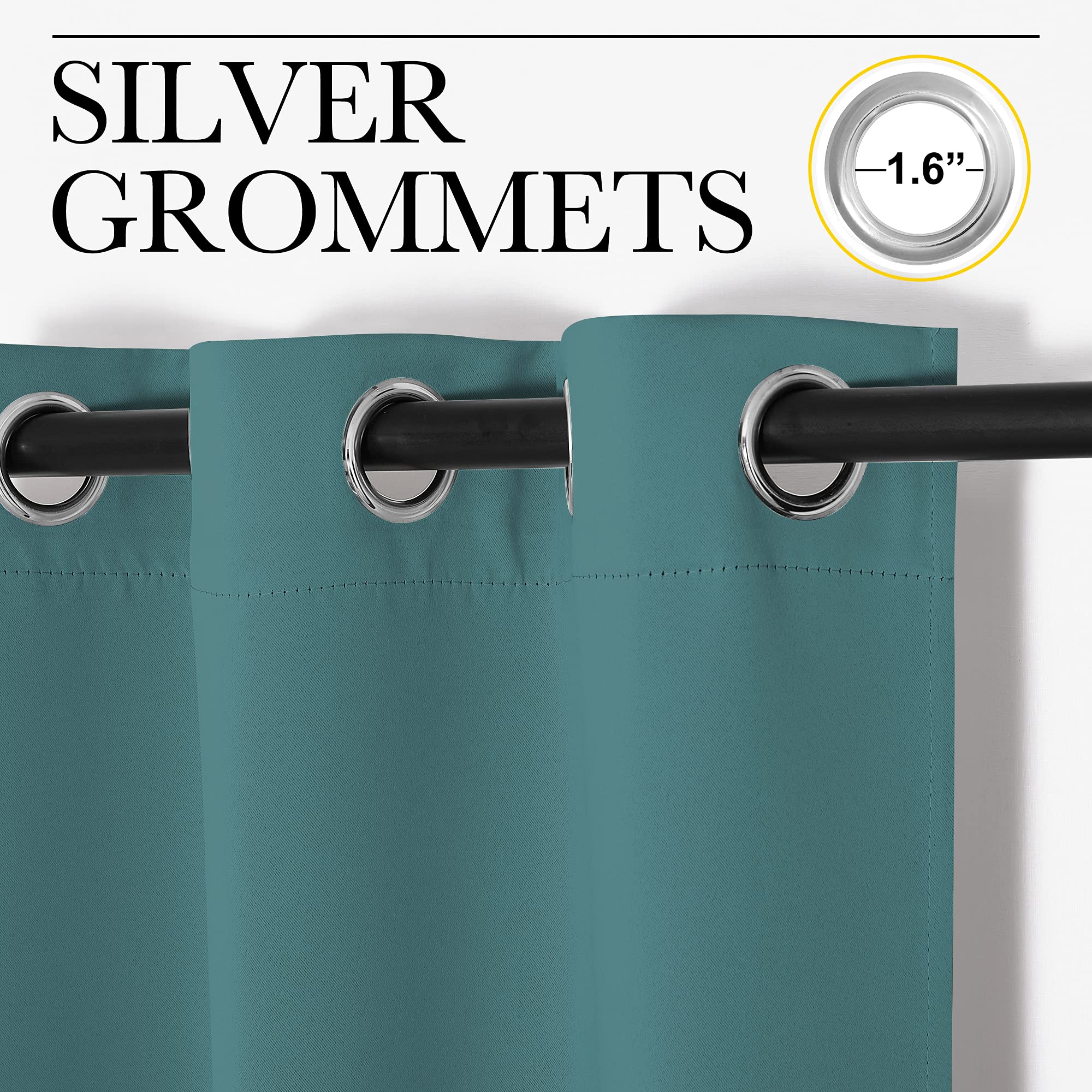 Nicetown Blackout Drape For Nursery, Sea Teal, Single Panel, 55 By 86-Inch, Home Fashion Thermal Insulated Blackout Room Darkening Curtain/Drapery With Ring Top