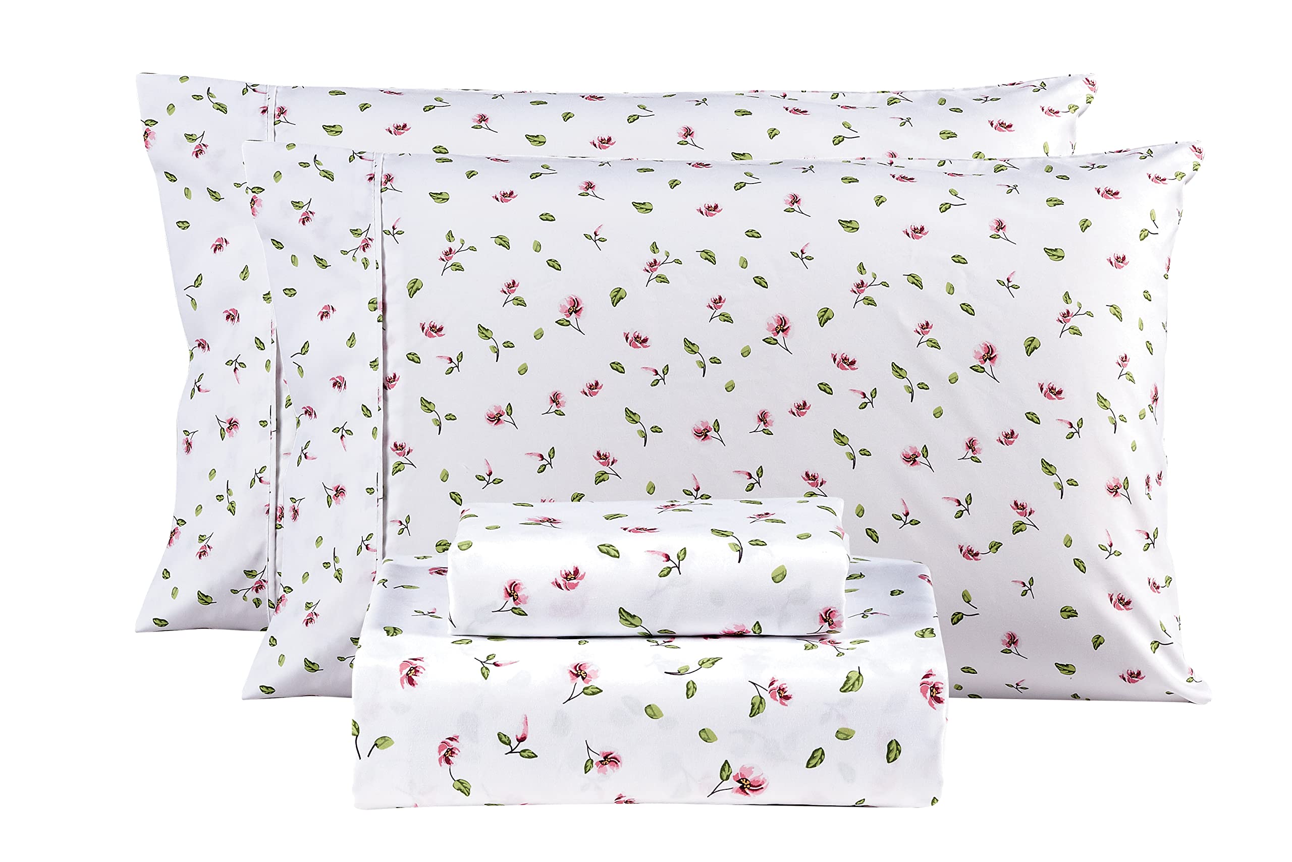 Mooreeke Floral King Sheets, Soft Breathable Microfiber Printed Bed Sheet Set, Deep Pocket Non-Slip Fitted Sheet Included, Flowe