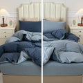 Pure Era Jersey Knit Duvet Cover Set 100% T-Shirt Cotton Super Soft Comfy 3Pc Bedding Set With Zipper Closure (Solid Navy/Blueis