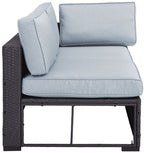 Crosley Furniture Biscayne Outdoor Sectional Loveseat, 2-Person Wicker Patio Couch for Deck, Backyard, Brown with Mist Cushions