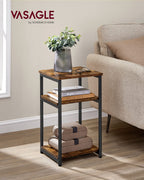 Vasagle Side Table, Small End Table, Tall Nightstand For Living Room, Bedroom, Office, Bathroom, Rustic Brown And Classic Black Ulet273B01