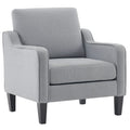 Vingli Mid Century Modern Accent Chair,Light Grey Fabric Chairs For Living Room Upholstered Armchair With Scooped Arms For Bedroom,Apartment,Studio,Office,Waiting Room