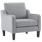 Vingli Mid Century Modern Accent Chair,Light Grey Fabric Chairs For Living Room Upholstered Armchair With Scooped Arms For Bedroom,Apartment,Studio,Office,Waiting Room