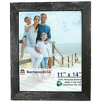 BARNWOODUSA | Farmhouse 11x14 Picture Frame | 1 1/2 inch Molding | 100% Reclaimed Wood | Rustic | Smokey Black