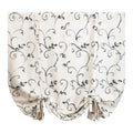 VOGOL Tie Up Curtains for Windows, Gray Vines Embroidered Balloon Shades Rod Pocket Adjustable Window Treatment for Nursery Kitc