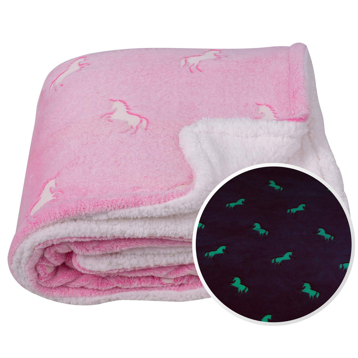 Sochow Glow In The Dark Sherpa Fleece Throw Blanket, Unicorn Pattern Double-Sided Super Soft Luxurious Plush Blanket For Kids, 6