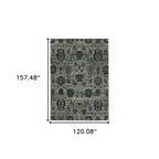 HomeRoots 510067 10 x 13 ft. Blue & Navy Oriental Power Loom Stain Resistant Rectangle Area Rug