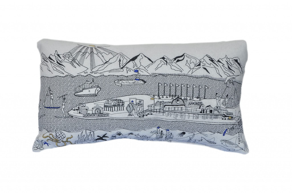 HomeRoots Cream 24' White Homer Spit Daylight Skyline Lumbar Decorative Pillow