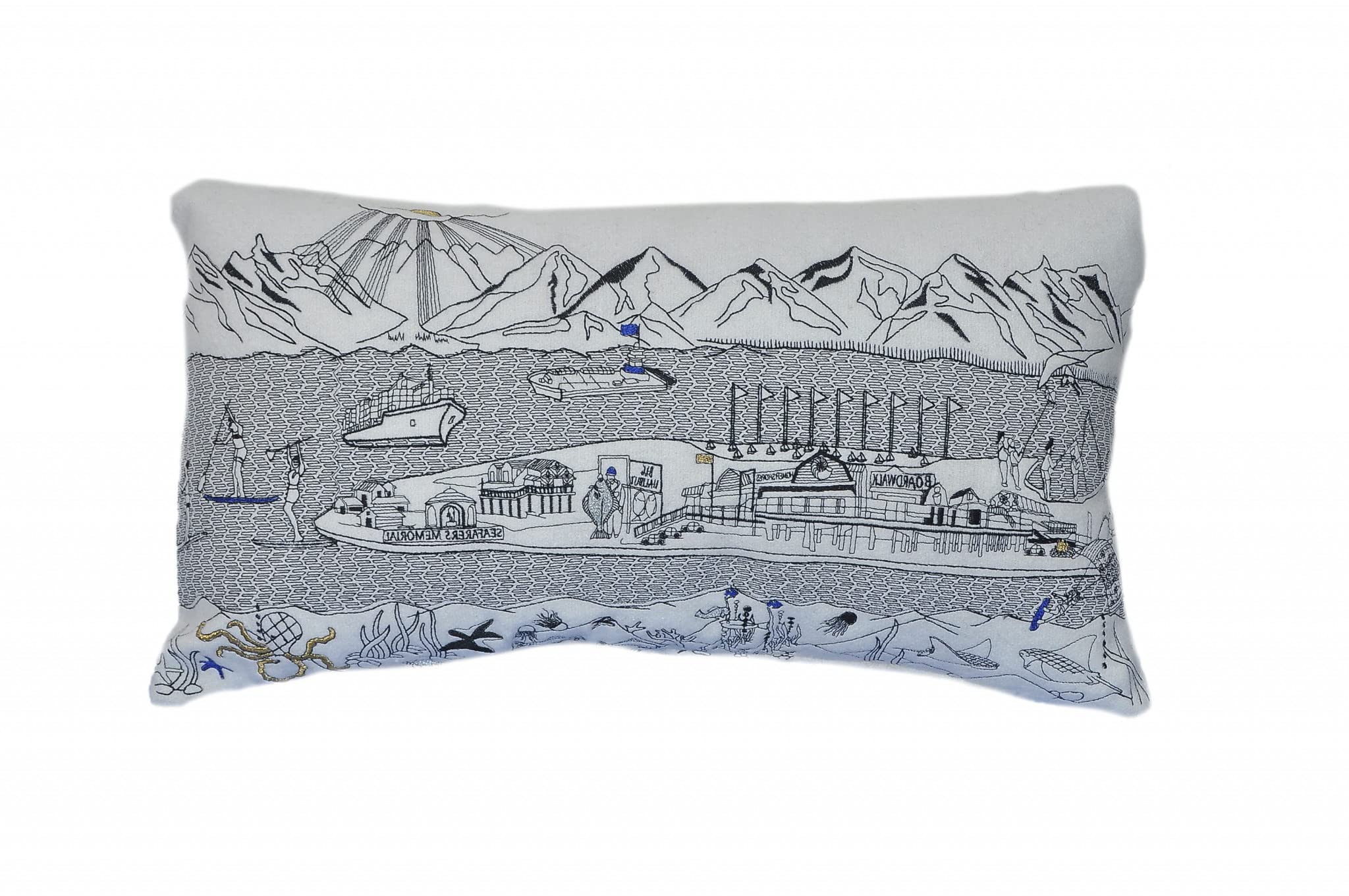 HomeRoots Cream 24' White Homer Spit Daylight Skyline Lumbar Decorative Pillow