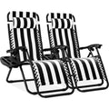 Best Choice Products Set of 2 Adjustable Steel Mesh Zero Gravity Lounge Chair Recliners w/Pillows and Cup Holder Trays - Black S