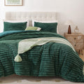 Smoofy Fluffy King Size Comforter Set 3 Pieces - Darkgreen Fleece Fluffy Comforter King Size, Luxury Fuzzy King Bedding Set, Sof
