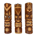 Set of 3 Exquisite 24-Inch High Hand-Carved Tiki Mask Wall Hanging Sculptures - Artisan Crafted - Perfect Polynesian Designs for