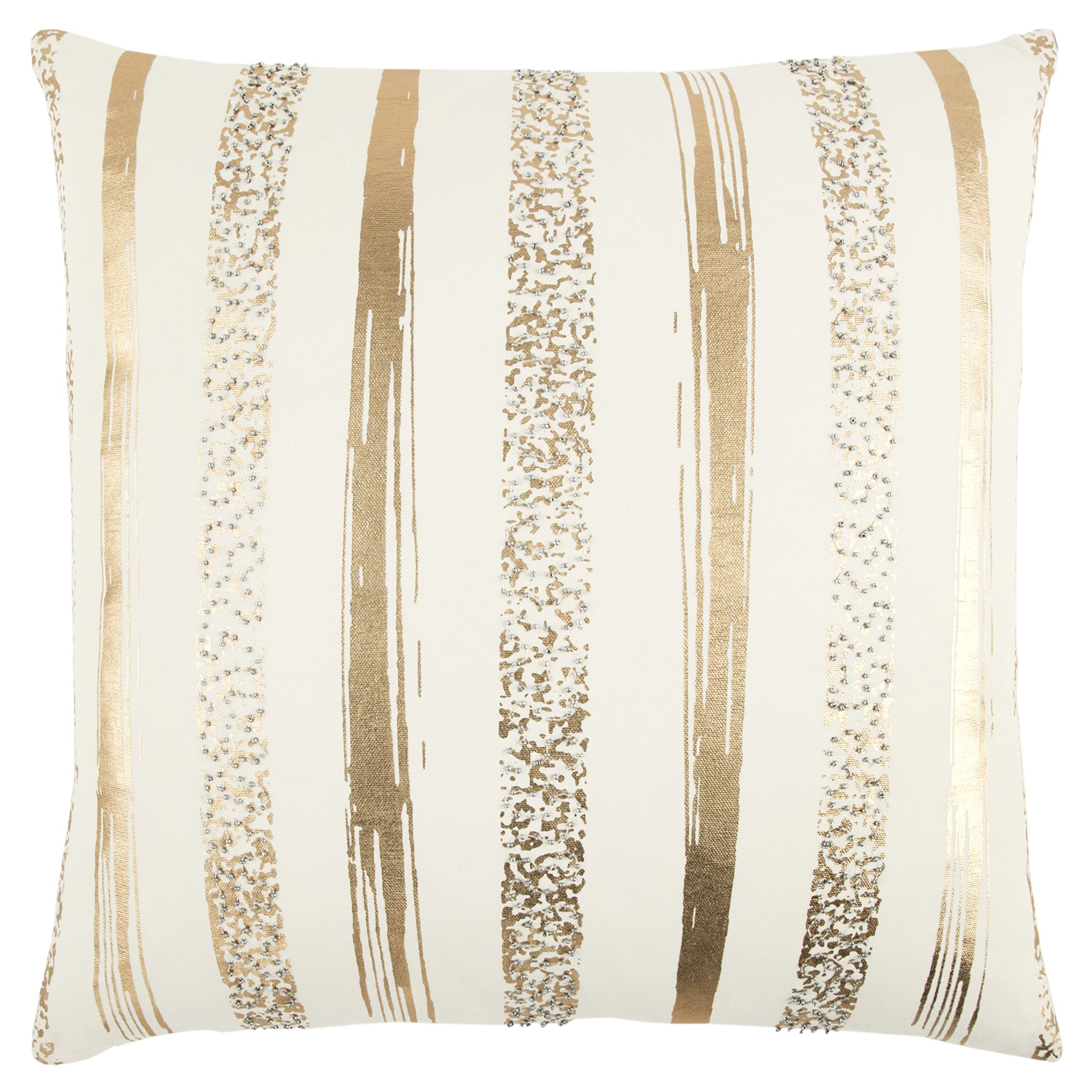 Rizzy Home T13305 Decorative Pillow, 20"X20", Gold/White