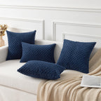Kevin Textile Pack Of 2 Corduroy Decorative Throw Pillow Covers 26X26 Inch Soft Boho Striped Pillow Covers Modern Farmhouse Home Decor For Spring Sofa Living Room Couch Bed Navy Blue