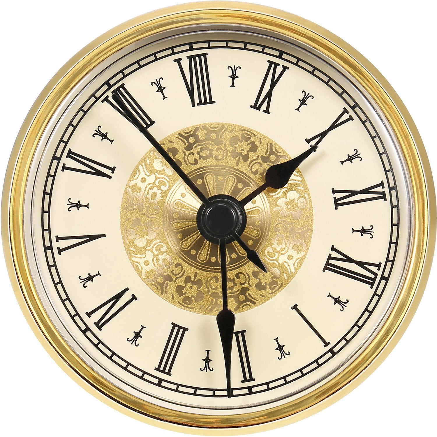 Hicarer 2.8 Inch/ 70 mm Roman Numeral Clock Insert with Gold Trim, Quartz Movement
