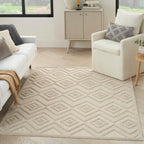 Nourison Versatile Indoor/Outdoor Cream 6' X 9' Area Rug, Easy Cleaning, Non Shedding, Bed Room, Living Room, Dining Room, Backyard, Deck, Patio (6X9)
