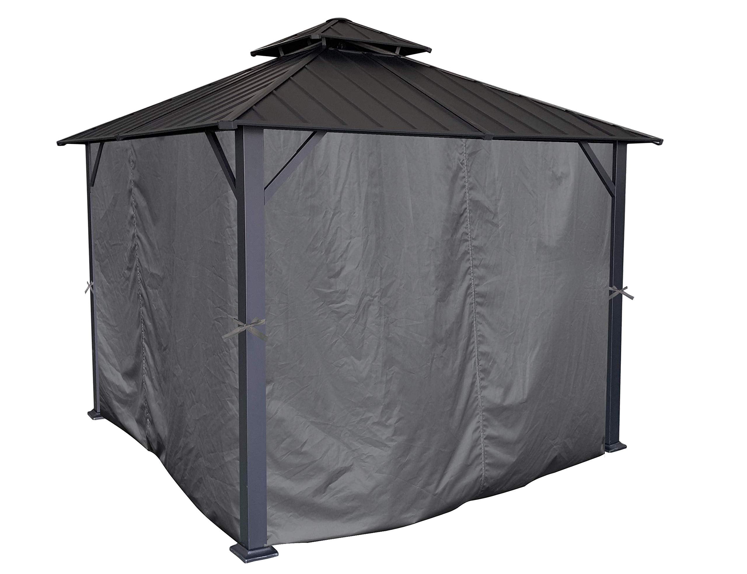 Apex Garden Four-Side Privacy Curtain Set For 10-Ft X 12-Ft Gazebo (Grey)