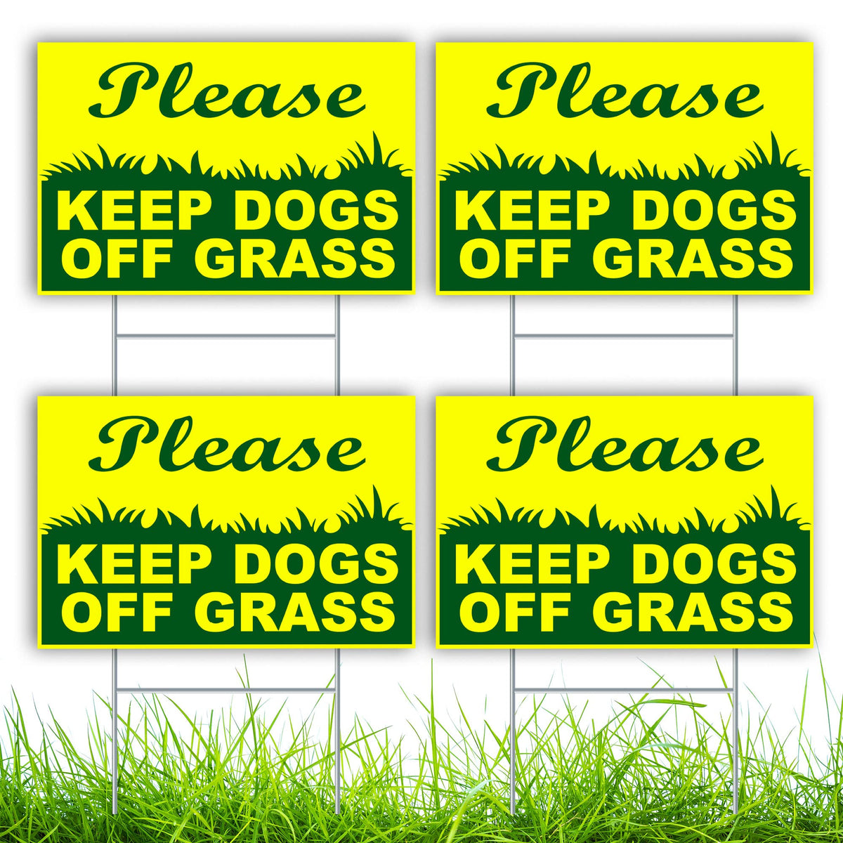 4Pcs Keep Dogs Off Grass Sign With Stake - Double Sided 6X9 Keep Off Grass Sign - Stay Off Grass Sign - No Dogs Allowed Sign - K