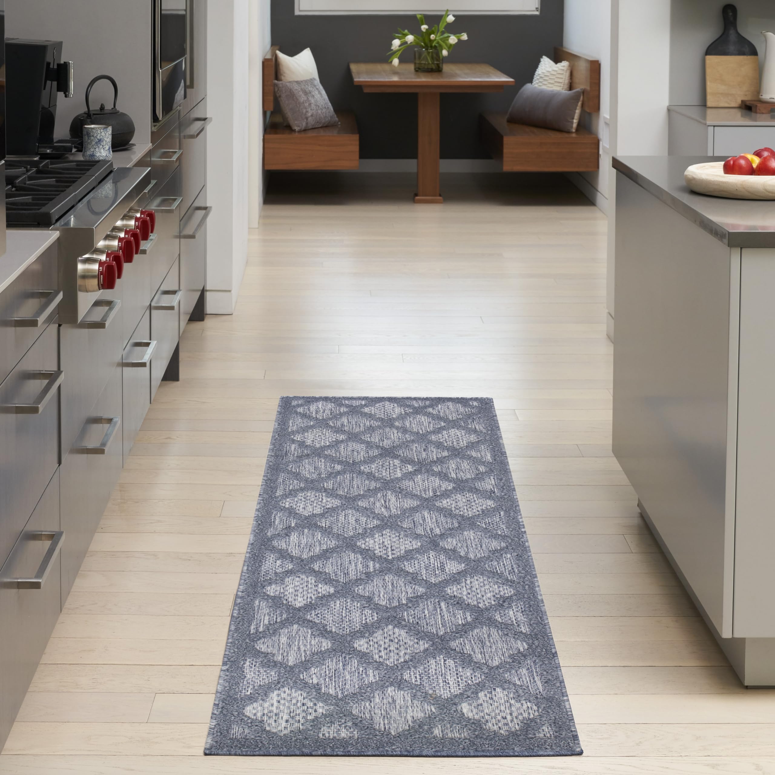 Nourison Easy Care Denim Blue 2 x 6 Area Rug Easy Clean, Non Shedding, Bed Room, Living Room, Dining Room, Kitchen (6 Runner)