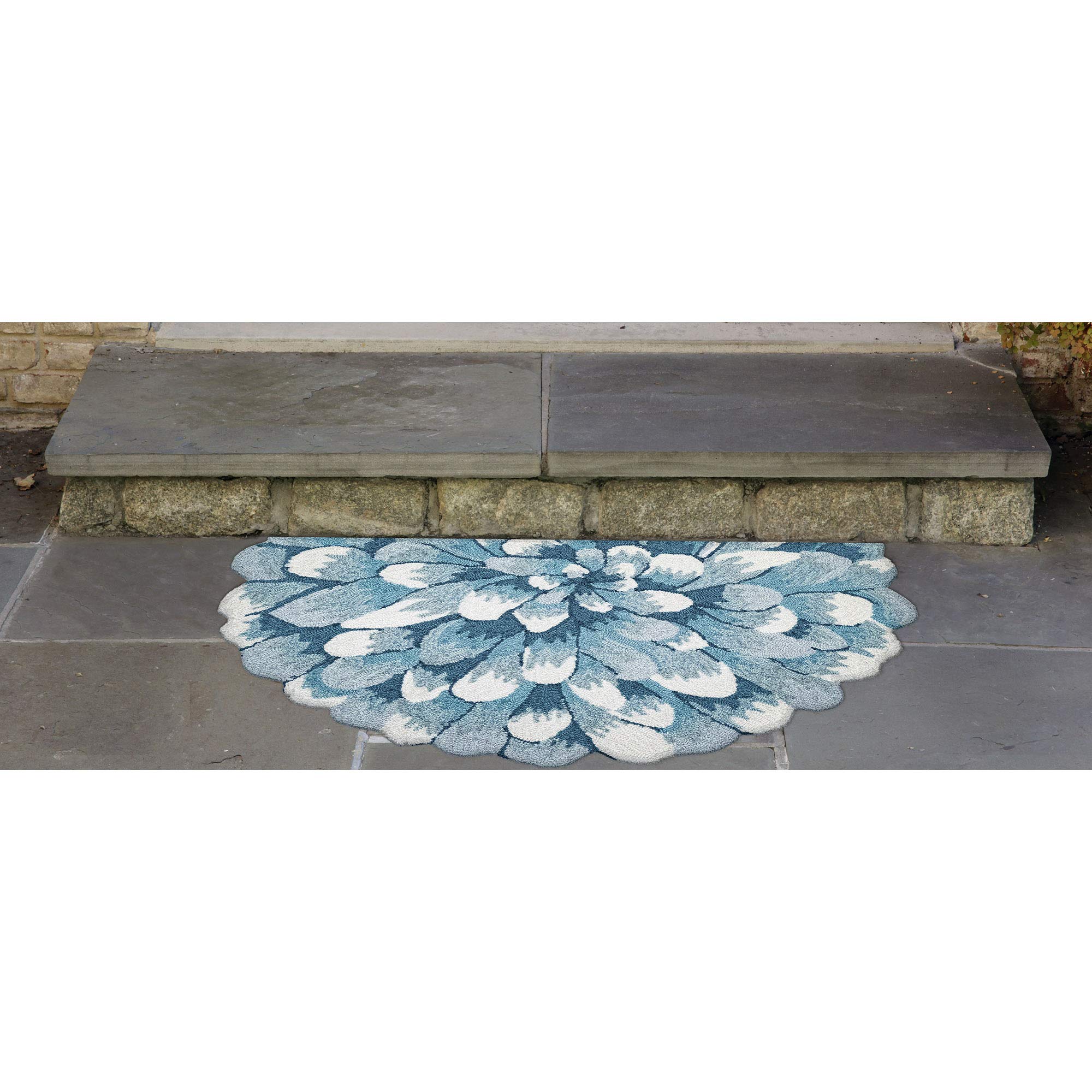 Liora Manne Mum Aqua Indoor/Outdoor Rug, 2'6' X 4'6' Half Round