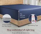 California Design Den 100% Organic Cotton Fitted Sheet Navy Blue Full, Deep Pocket Cotton Percale Fitted Sheet Full, Gots Certified, 1 Pc Deep Pocket Full Size Fitted Sheet Only (Navy Blue)