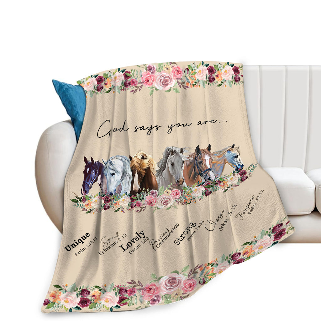 Horse Blanket Horse Decor God Says You Are Throw Blanket Super Warm Soft Plush Lightweight Fleece Flannel Bible Verse Blanket Ho