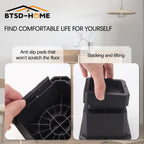 Btsd-Home Furniture Risers 3 Inch Bed Risers Heavy Duty Adjustable Dorm Bed Lifts Risers Table Desks Legs Blocks 8 Pack Black