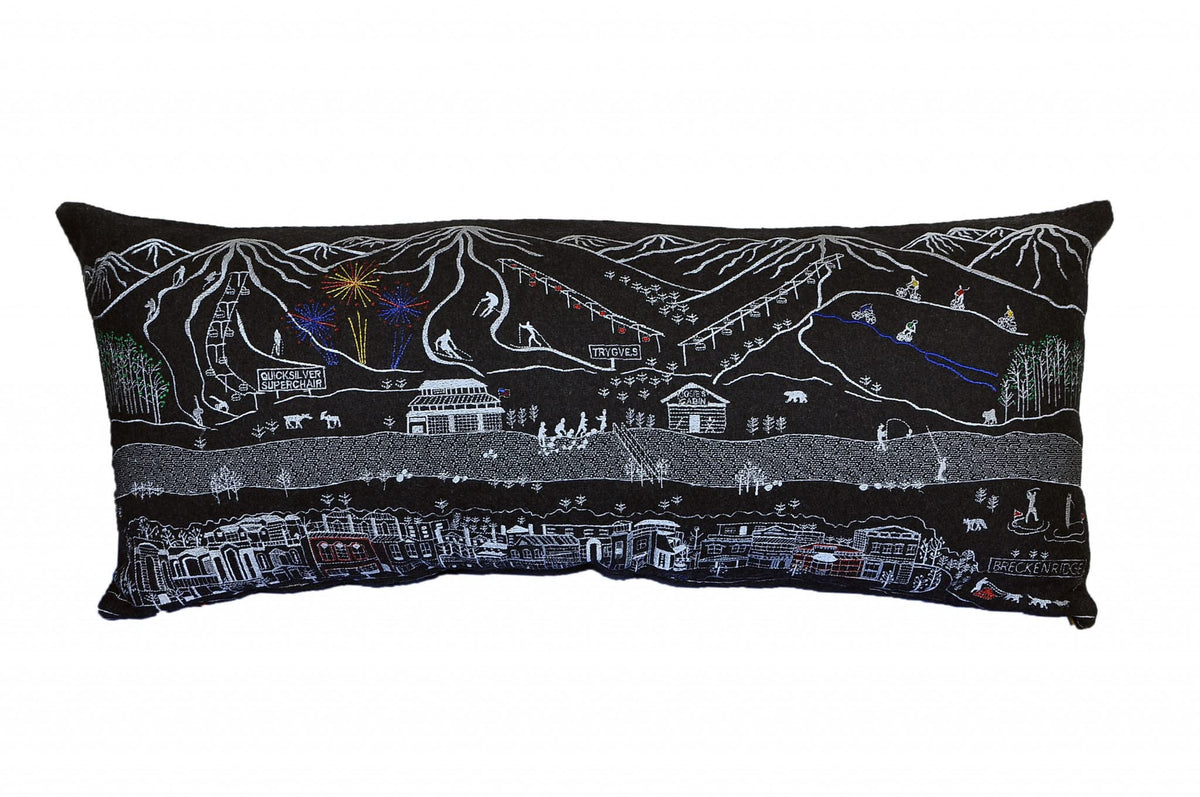 HomeRoots Grey 35' Black Breckenridge Nighttime Skyline Lumbar Decorative Pillow