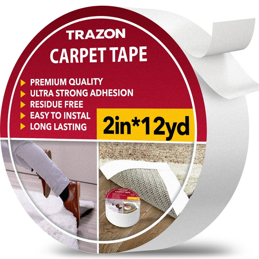Carpet Tape Double Sided - Rug Tape Grippers for Hardwood Floors and Area Rugs - Carpet Binding Tape Strong Adhesive and Removab