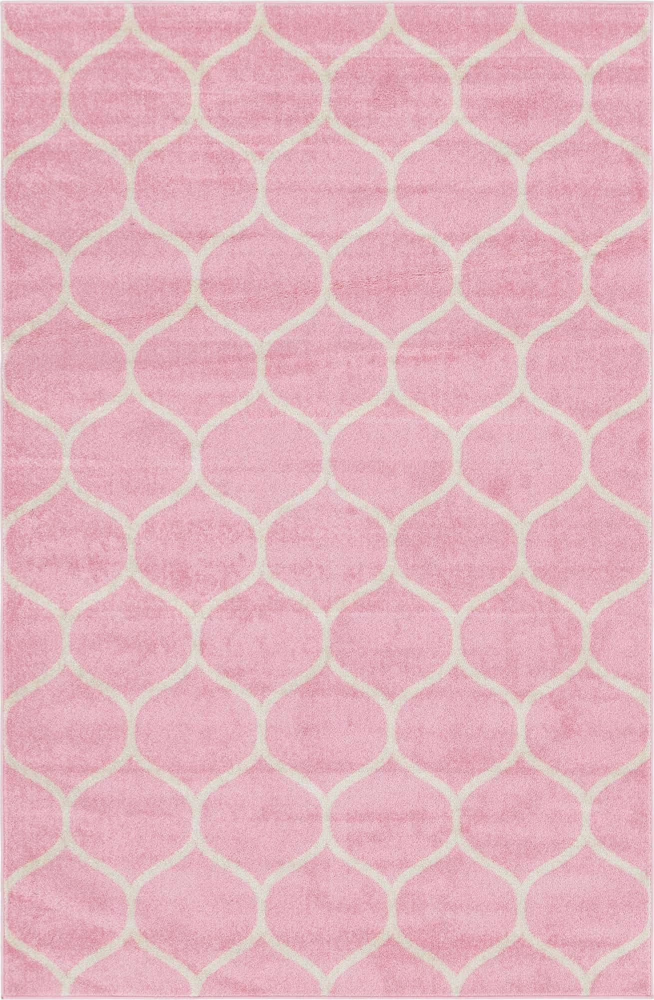 Unique Loom Trellis Frieze Collection Area Rug - Rounded (7 1 x 10, Light Pink/ Ivory)