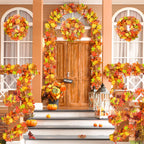 6 Pack Fall Decor For Home Fall Leaves Garland Thanksgiving Decorations Indoor Outdoor 5.8Ft/Piece Artificial Maple Leaf Garland