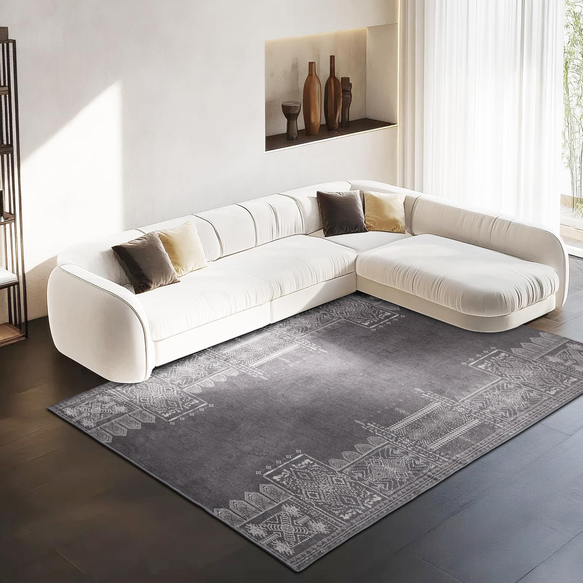 NICETOWN Washable Living Room Rugs 5x8, Ultra-Thin 5x8 Washable Rugs for Bedroom Durable Rug, Non-Slip Soft Large Bedroom Rugs N