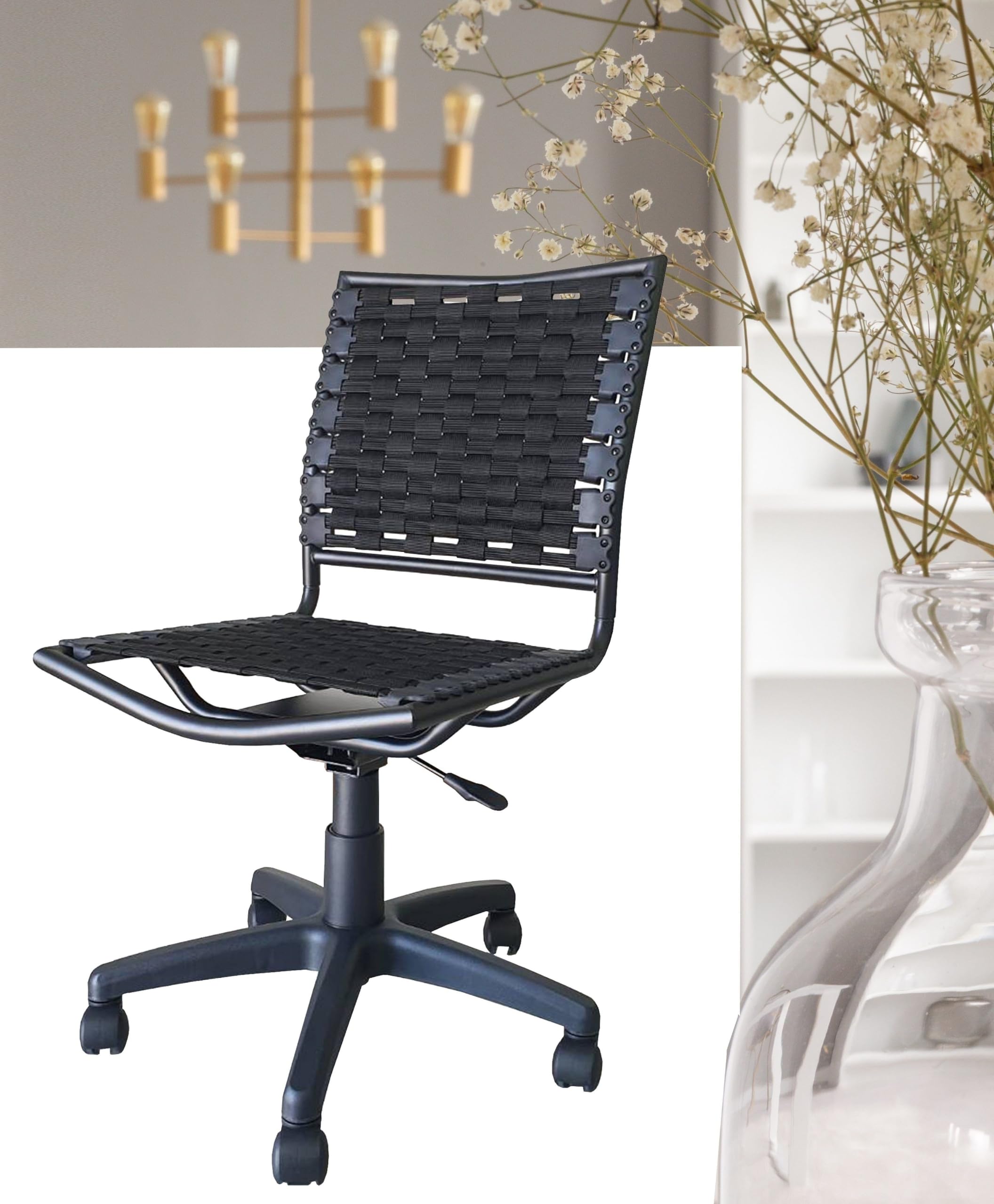 New Spec Furniture Armless Bungee Task Chair Comfort in Black Color