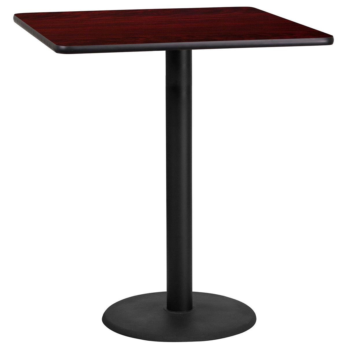 Flash Furniture Stiles 36'' Square Mahogany Laminate Table Top with 24'' Round Bar Height Table Base