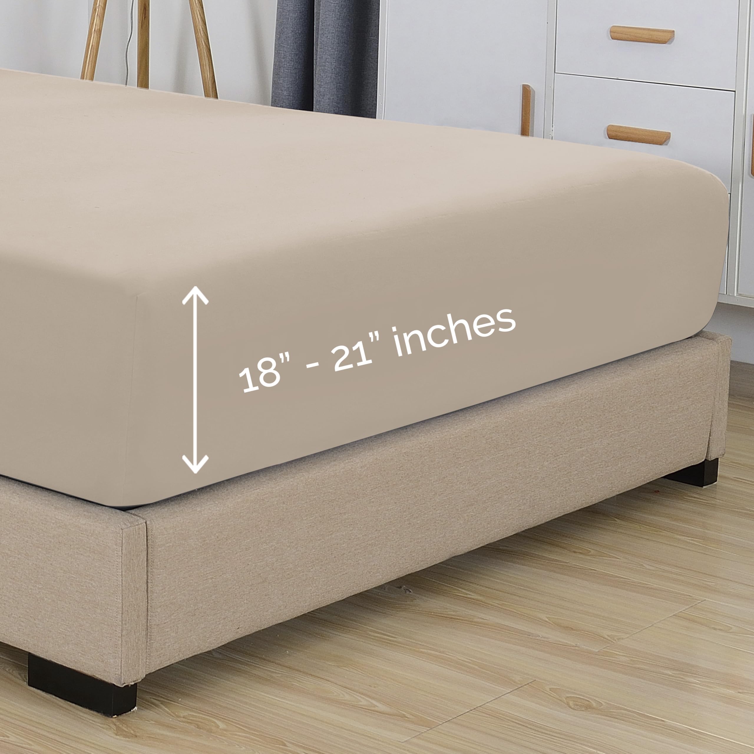 Elegant Comfort 1500 Premium Hotel Quality 18-21 Inches Deep - Extra Deep Pocket Single Fitted Sheet For High Mattress, Luxury And Softest, Smart Pocket - Wrinkle Free, Queen, Cream