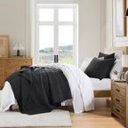 Horimote Home 100% Cotton Quilt Set Queen Size, Charcoal Pre-Washed Bedspreads Coverlet Set In Geometric Pattern, Cozy Lightweig