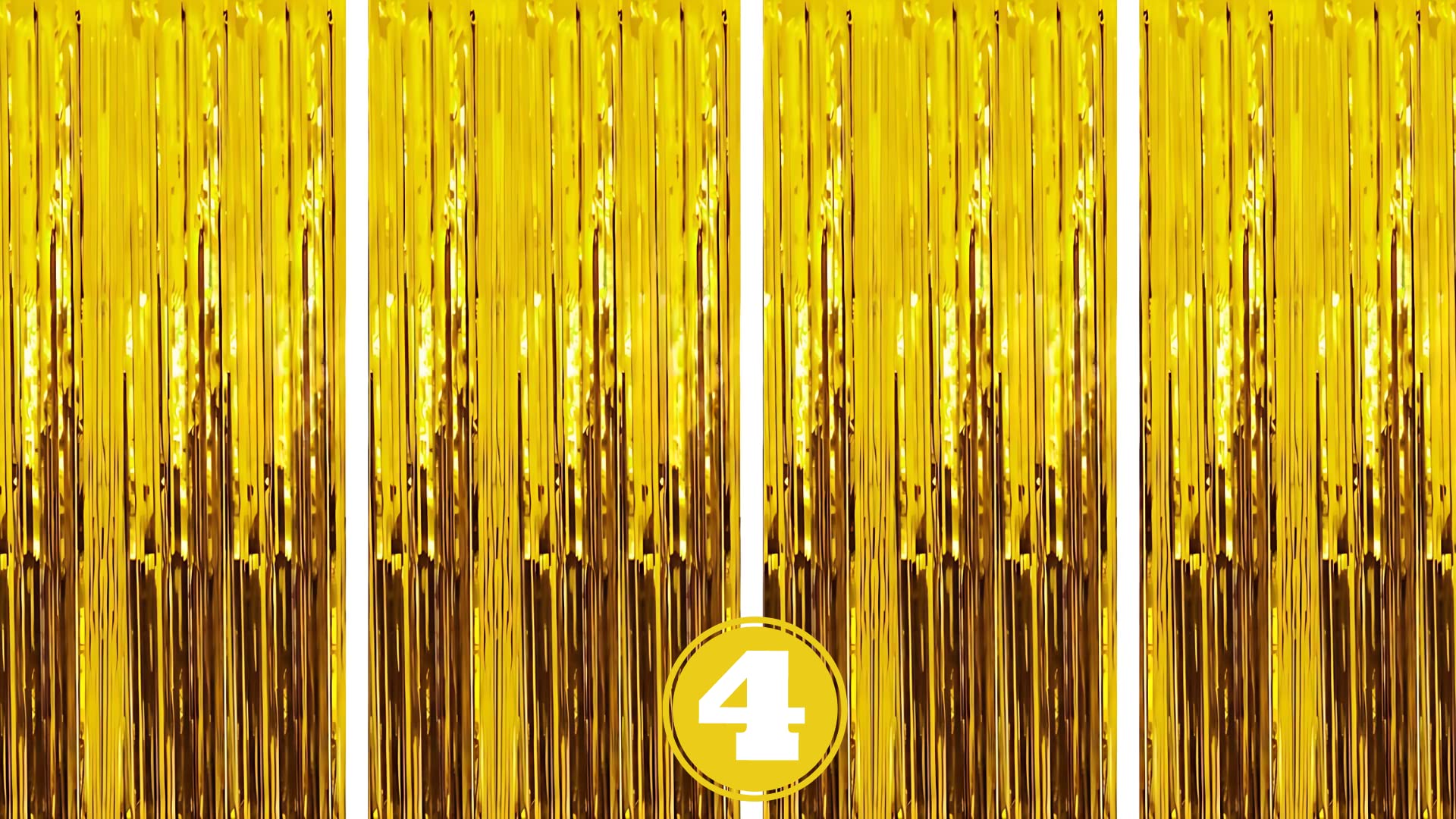 Flyloons Golden Foil Curtains For Birthday Decoration Items Pack Of 4 Baby Shower Anniversary, Marriage, Bachelorette Party Cele