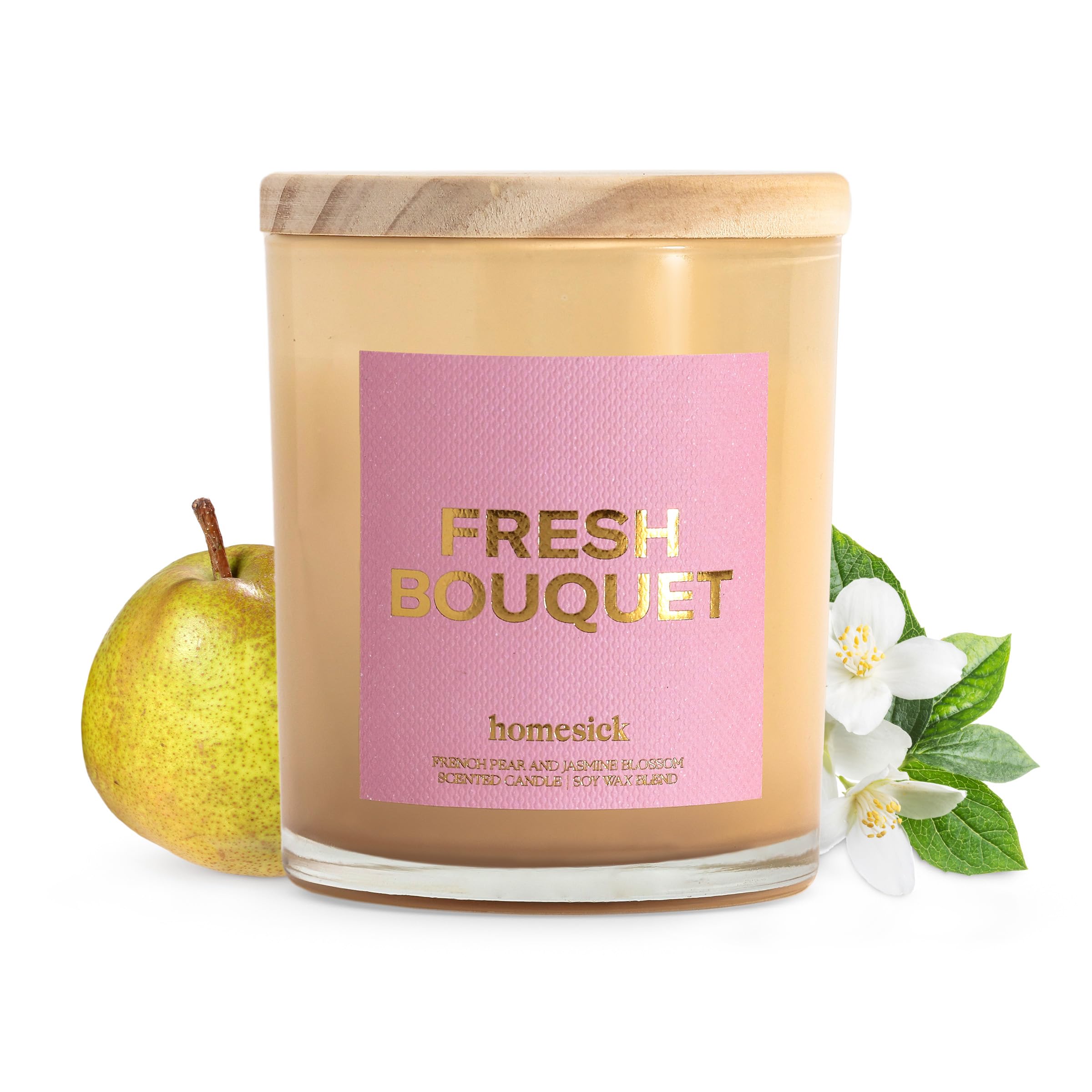 Homesick Scented Candles for Home (Fresh Bouquet) - 7.5 oz Long-Lasting Natural Soy Wax Blend Jar Candle Gift for Women & Men fo