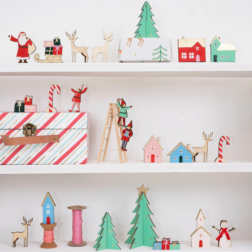 Meri Meri Festive Village Wooden Advent Calendar (Pack Of 1), Ages 8+, 9' X 6' X 4' Mini Suitcase Christmas Advent Calendar,