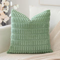 Otostar Corduroy Decorative Throw Pillow Covers 22X22 Inch Super Soft Boho Striped Square Pillow Covers Case Modern Cushion Covers For Sofa Couch Bedroom Car Decor Sage Green