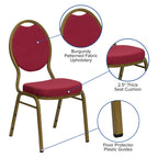 Flash Furniture Hercules Series Teardrop Back Stacking Banquet Chair In Burgundy Patterned Fabric - Gold Frame