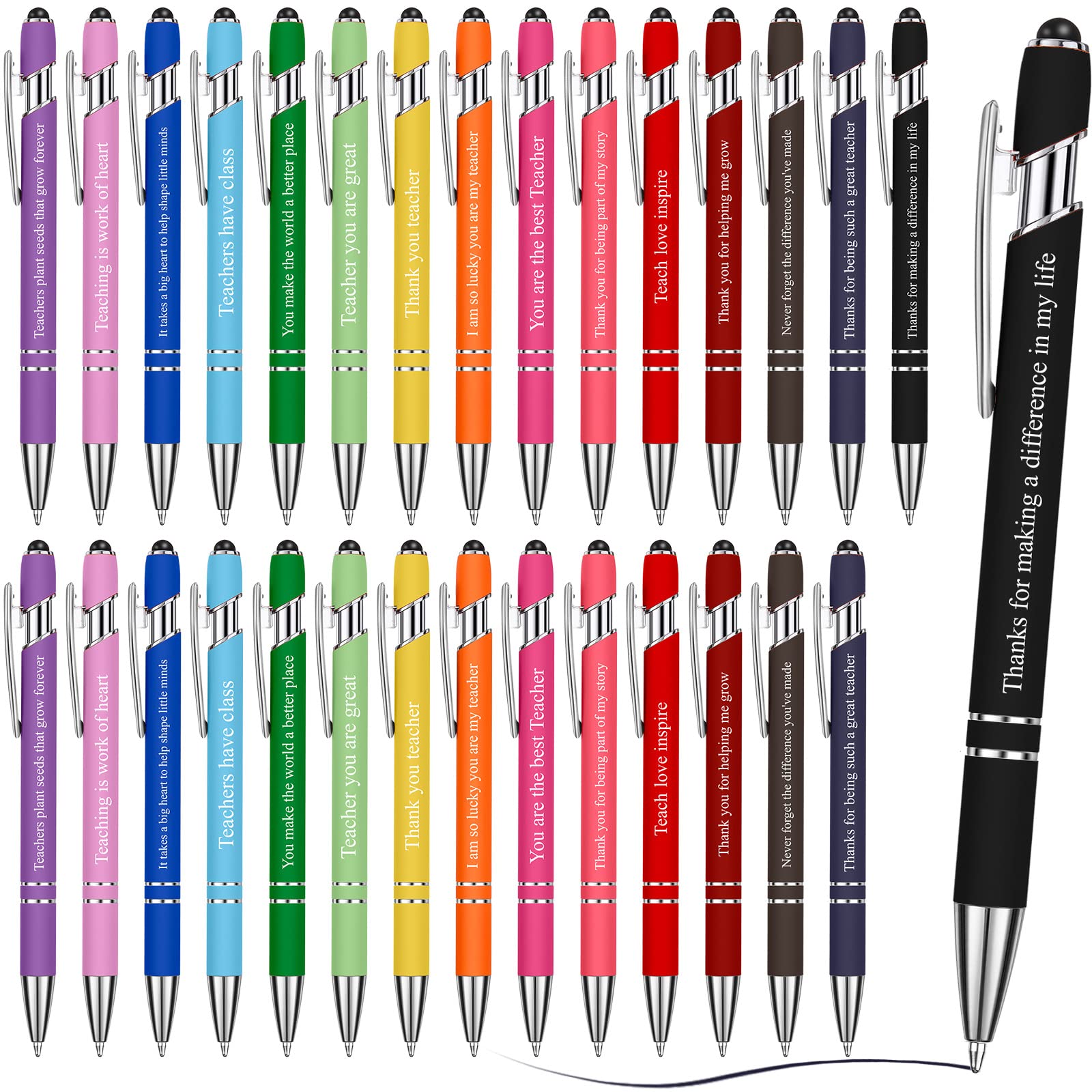 Teacher Ballpoint Pen Teacher Appreciation Gifts From Greeting Graduation Pen Students Metal Pen Capacitive Stylus Pen Black Ink