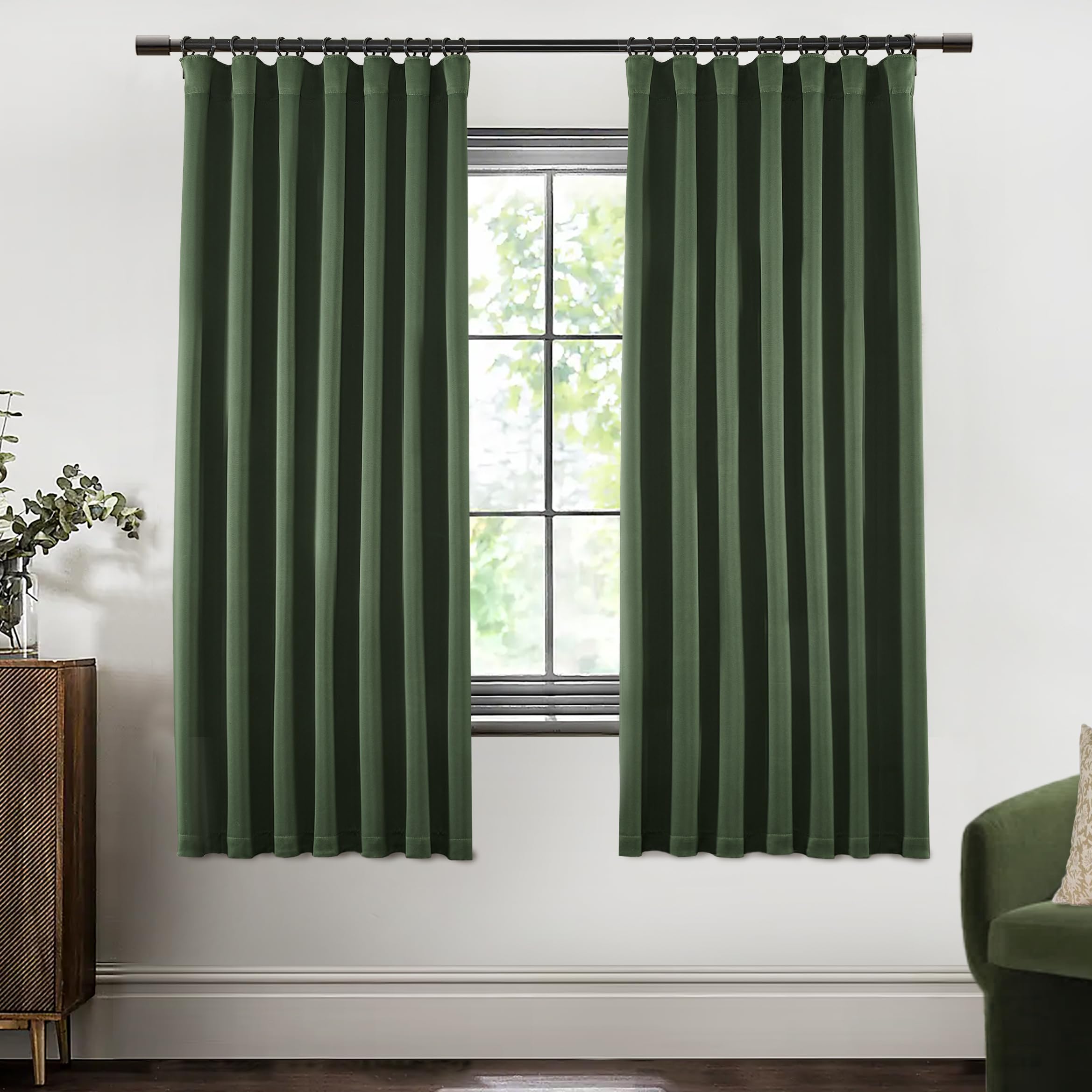 Shineland 63 Inch Length Living Room Curtains,2 Panel Set Blackout Room Darkening Thermal Black Out Curtains For Nursery Boy Bed