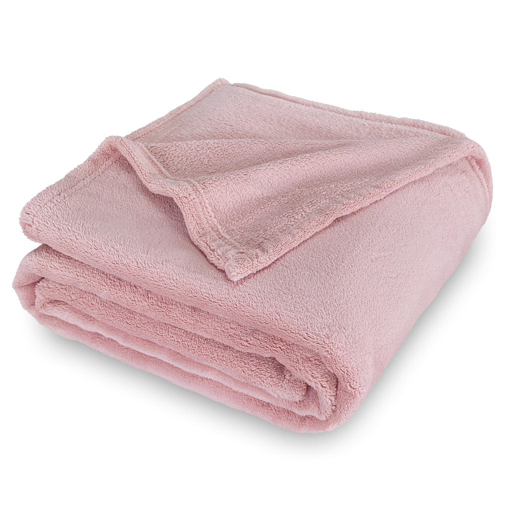 Sochow Flannel Fleece Throw Blanket, 340 Gsm All Season Super Soft Cozy Blanket For Bed, Sofa Or Couch, Dusty Pink, 50X70 Inches