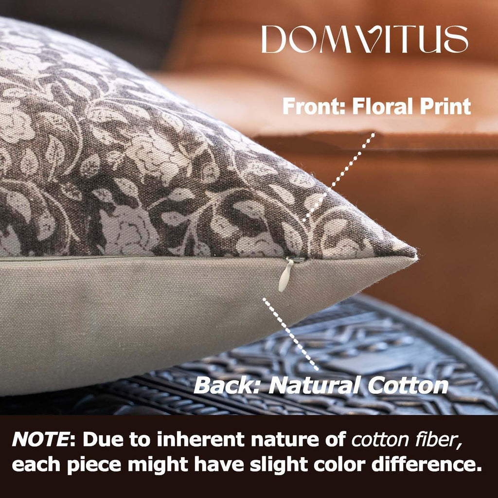Domvitus Floral Pillow Covers, 24X24 Pillow Covers, Throw Pillows For Couch, Floral Print Pillow Cover, Decorative Neutral Accent Throw Pillow Covers, 1Pc, Taupe