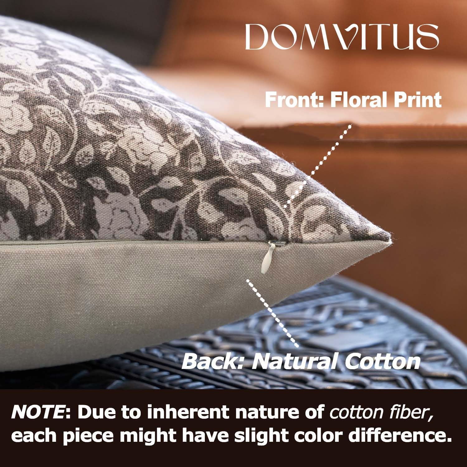 Domvitus Floral Pillow Covers 20X20, Throw Pillows For Couch, Floral Print Pillow Cover, Decorative Neutral Accent Throw Pillow Covers For Living Room, 1Pc, Taupe