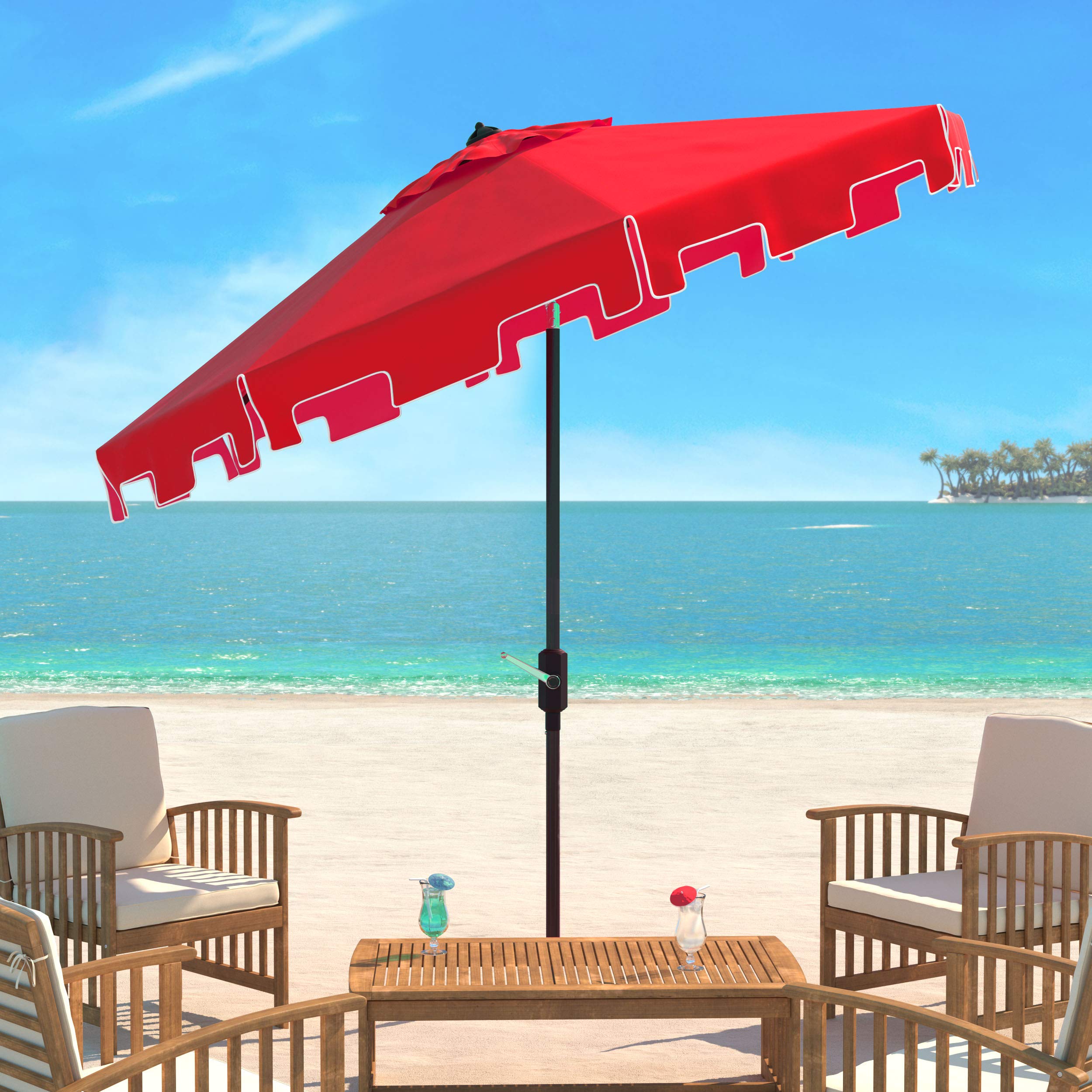 Safavieh PAT8100J Outdoor Collection PAT8100 Umbrella, Red