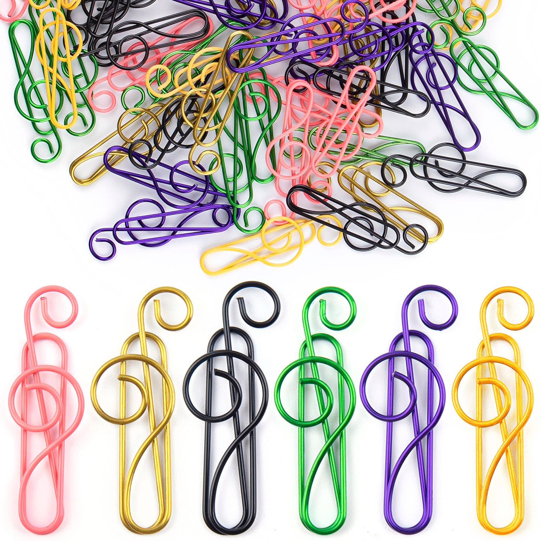 Framendino, 60 Pieces Musical Note Shape Paper Clip Colorful Paper Clips For Music Enthusiast Party Invitation Card Notebook Boo