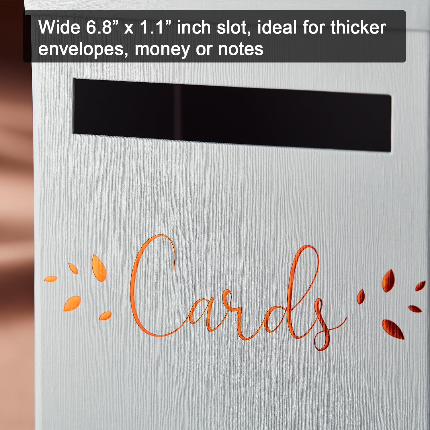 Rose Gold Card Box, Large 12    Gift Card Box Holder, White Wedding Mailbox, Sweet 16, Birthday Party, Graduation, Baby & Bridal