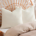 Phf 100% Cotton Waffle Throw Pillow Covers 24'X24', No Filling, 2 Pack Elegant Home Decorative Square Throw Pillow Covers For Bed Couch Sofa,Cream
